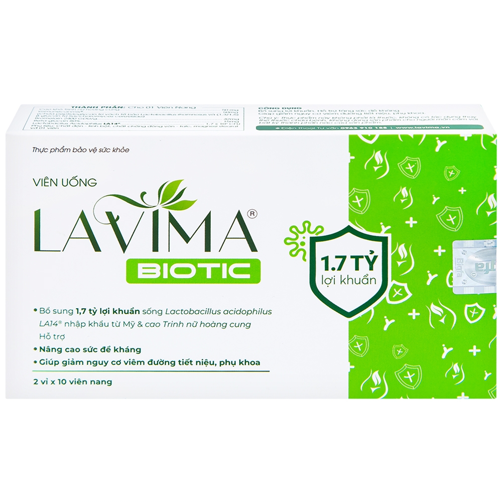 Hình ảnh Viên uống Lavima Biotic bổ sung lợi khuẩn, hỗ trợ tăng sức đề kháng (2 vỉ x 10 viên)