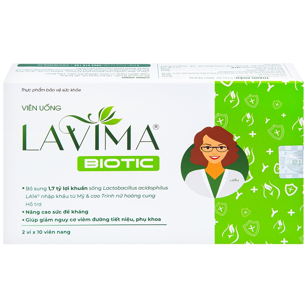 Hình ảnh Viên uống Lavima Biotic bổ sung lợi khuẩn, hỗ trợ tăng sức đề kháng (2 vỉ x 10 viên)