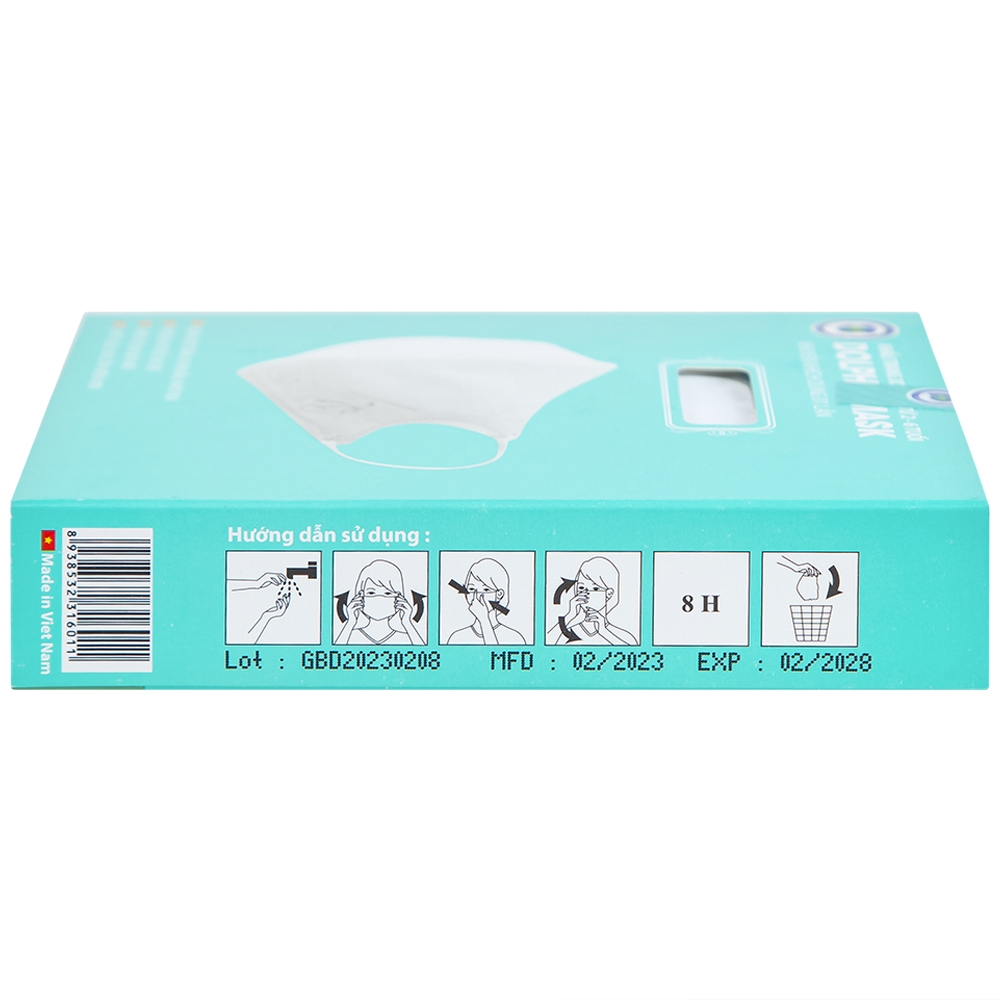 Hình ảnh Khẩu trang 3D trẻ em Dolphin Mask 4 lớp ngăn giọt bắn, vi khuẩn, khói bụi (10 cái)