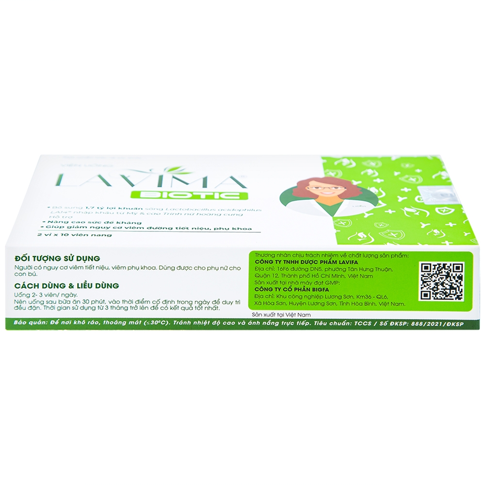 Hình ảnh Viên uống Lavima Biotic bổ sung lợi khuẩn, hỗ trợ tăng sức đề kháng (2 vỉ x 10 viên)