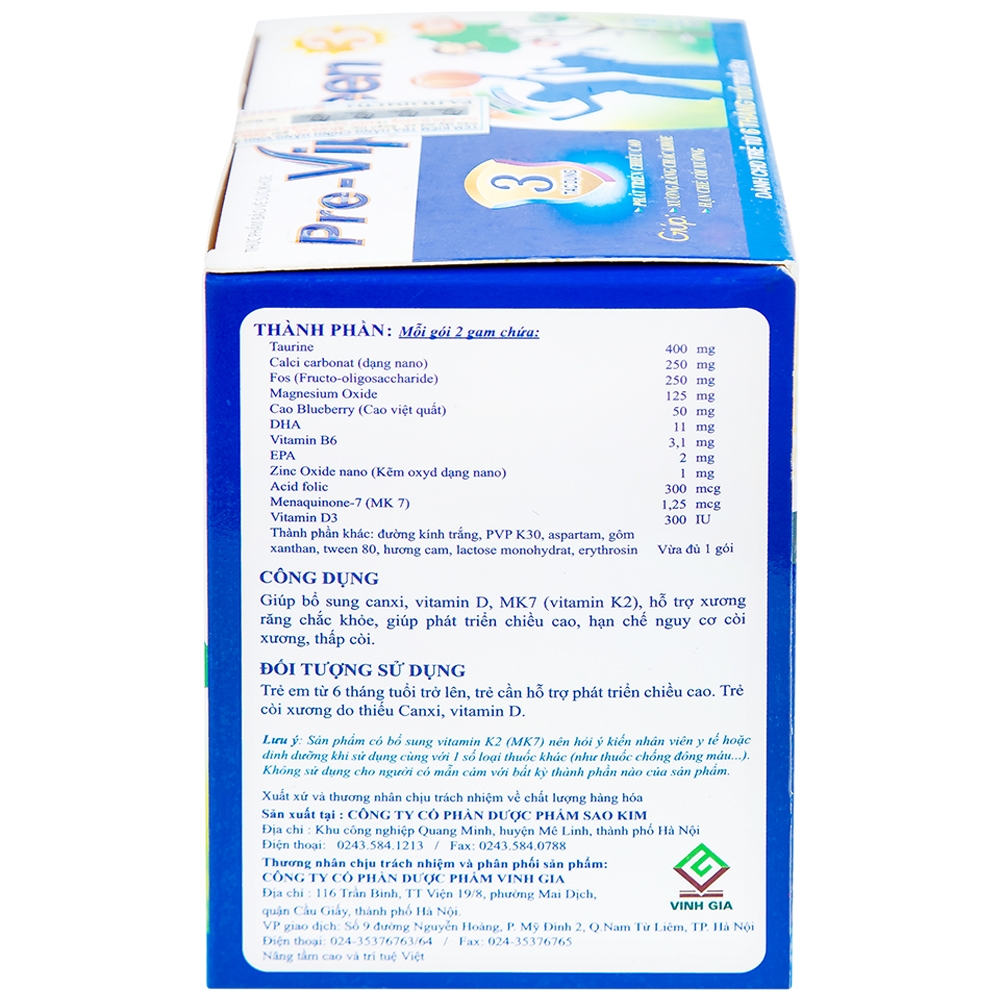 Hình ảnh Cốm Pre-Vipteen 3 Vinh Gia giúp tăng chiều cao, tăng sức đề kháng (20 gói x 2g)