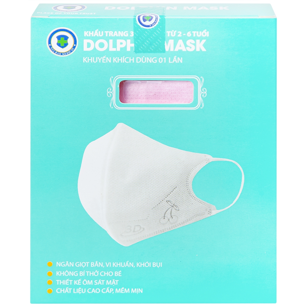 Hình ảnh Khẩu trang 3D trẻ em Dolphin Mask 4 lớp ngăn giọt bắn, vi khuẩn, khói bụi (10 cái)