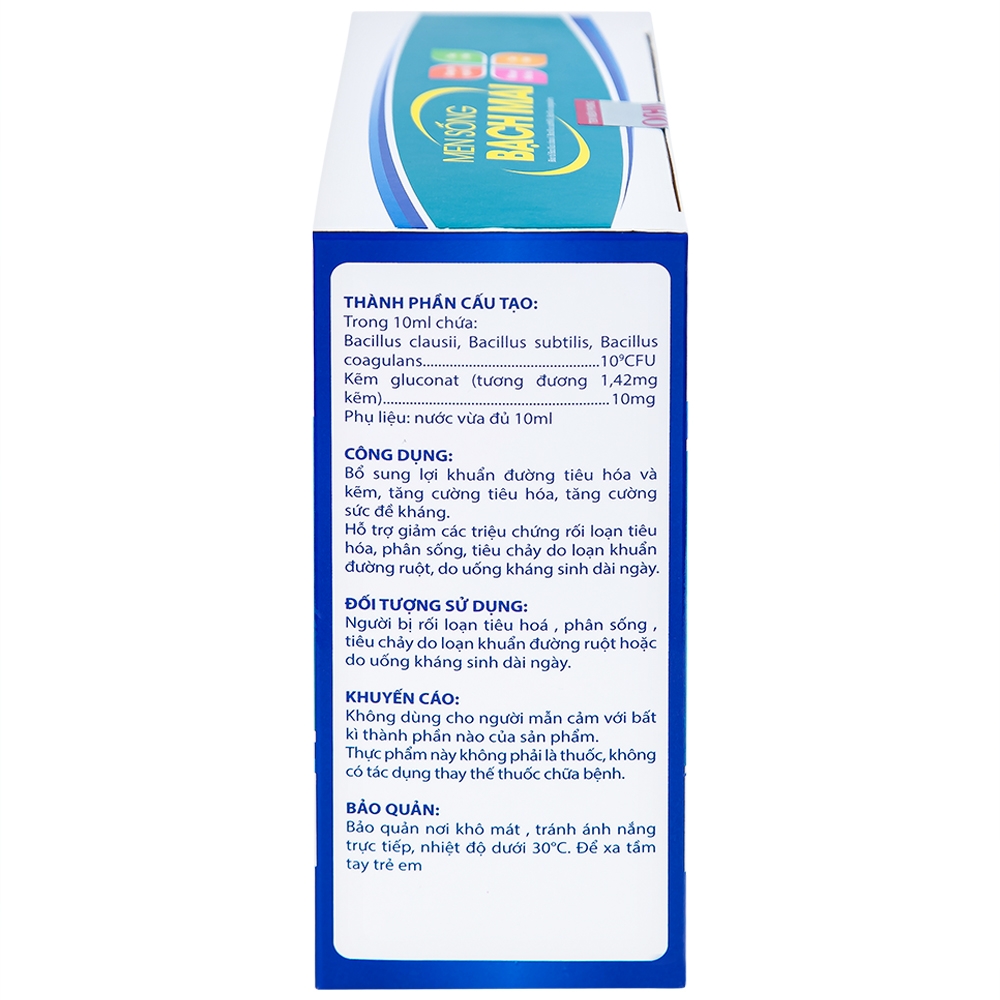 Hình ảnh Men sống Bạch Mai bổ sung lợi khuẩn đường tiêu hóa và kẽm, tăng cường tiêu hóa (20 ống x 10ml)