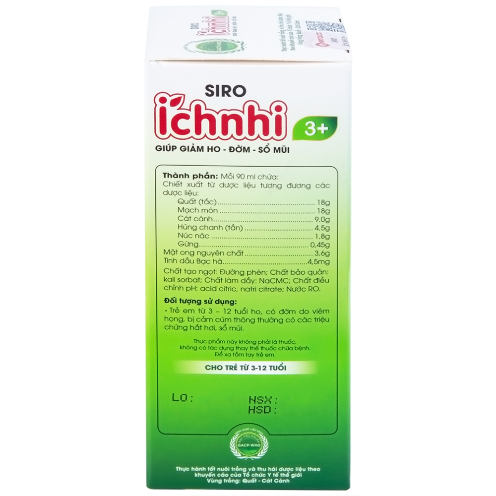 Hình ảnh Siro Ích nhi 3+ Nam Dược giúp giảm ho, đờm, sổ mũi (90ml)