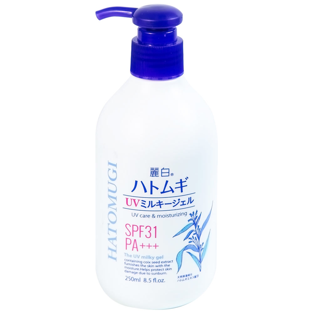 Hình ảnh Sữa dưỡng thể chống nắng, dưỡng ẩm và làm sáng da Hatomugi Reihaku Hatomugi UV Milky Gel SPF31 PA+++ (250ml)