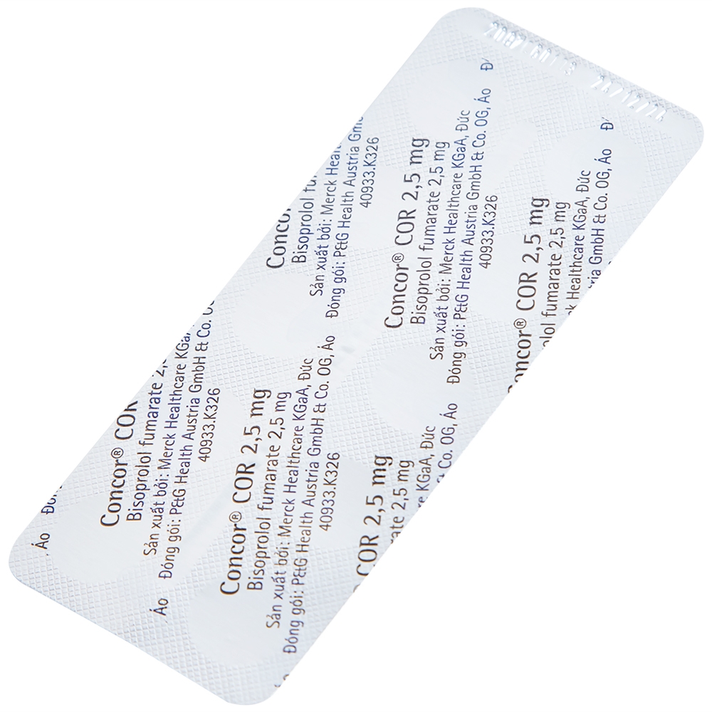 Hình ảnh Thuốc Concor Cor 2.5mg Merck điều trị suy tim mãn tính (3 vỉ x 10 viên)