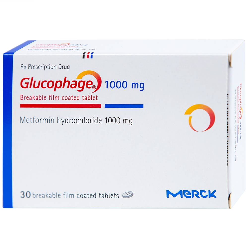 Hình ảnh Thuốc Glucophage 1000mg Merck điều trị đái tháo đường típ 2 (2 vỉ x 15 viên)