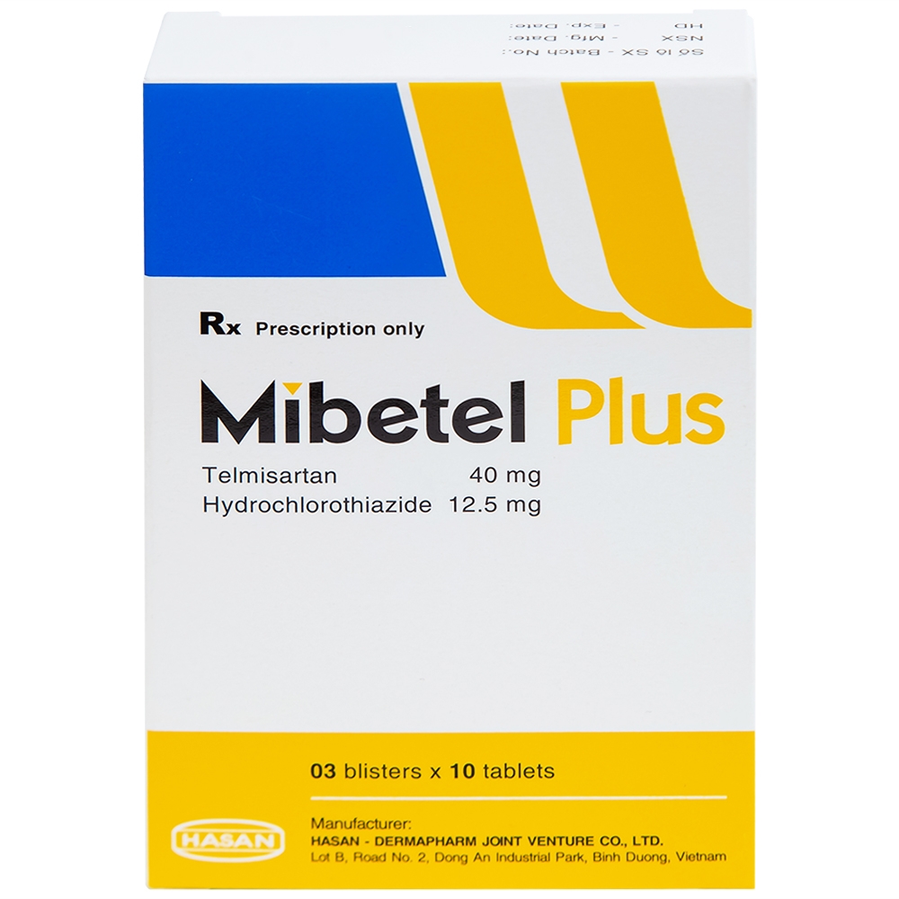 Hình ảnh Viên nén Mibetel Plus Hasan điều trị tăng huyết áp vô căn (3 vỉ x 10 viên)