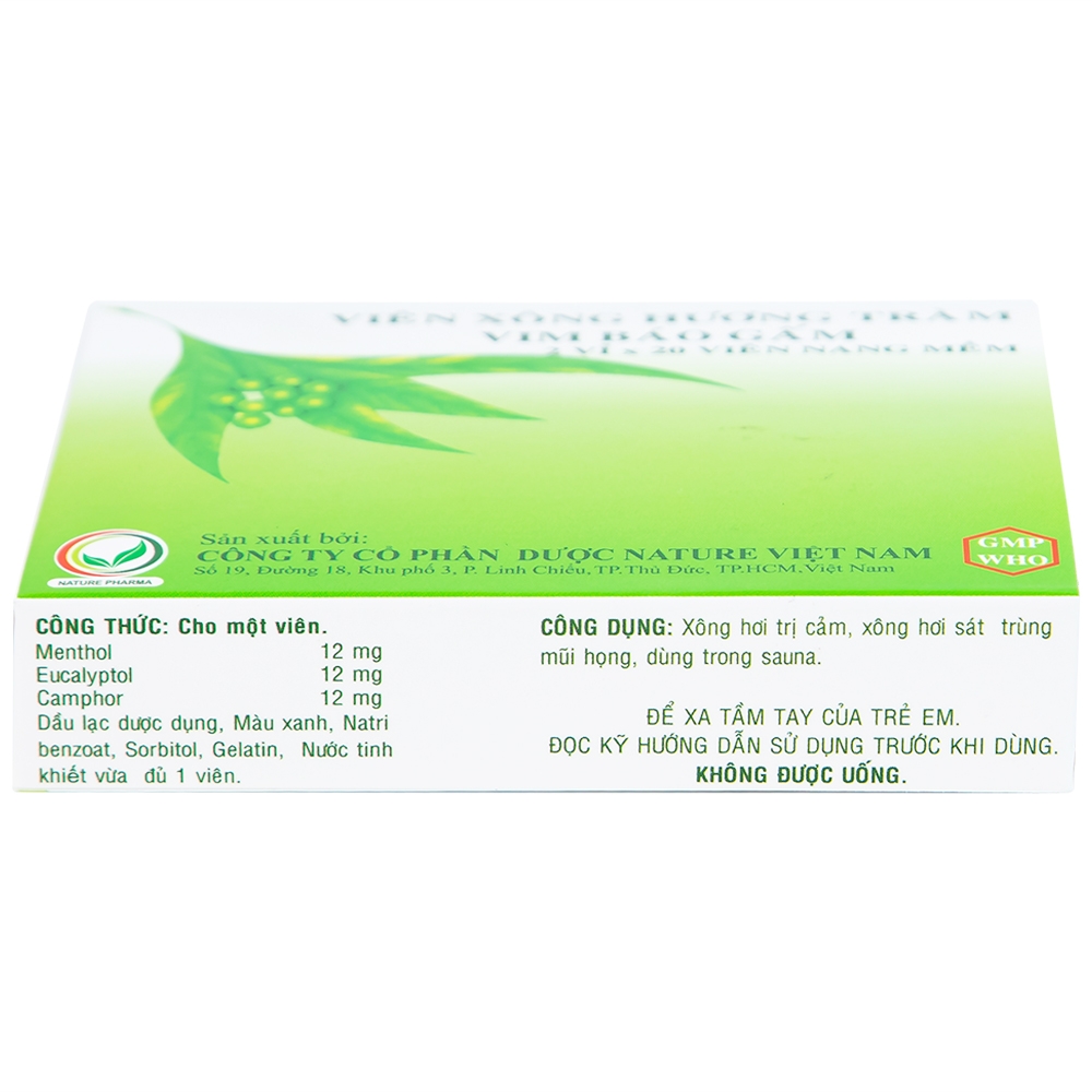 Hình ảnh Viên Xông Hương Tràm Vim Báo Gấm điều trị cảm cúm, sát trùng mũi (2 vỉ x 20 viên) 