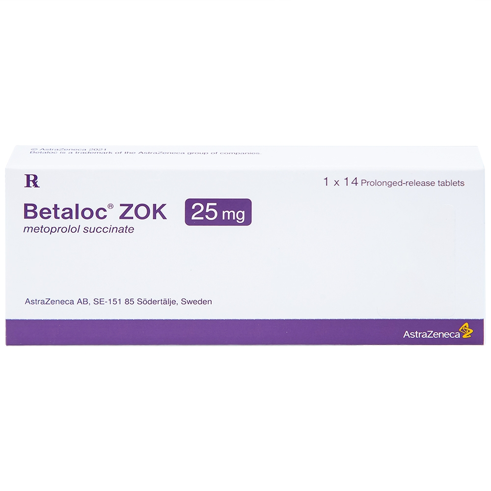Hình ảnh Thuốc Betaloc Zok 25mg AstraZeneca điều trị tăng huyết áp (1 vỉ x 14 viên)