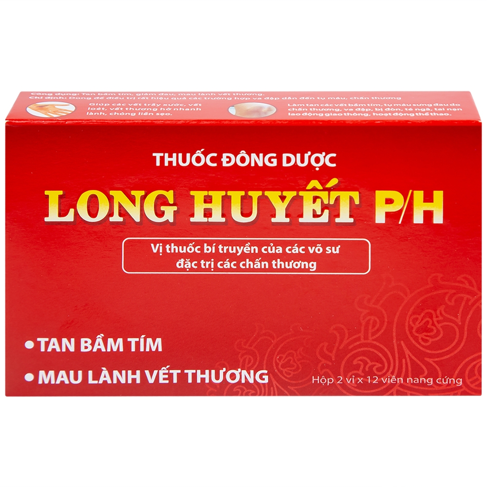 Hình ảnh Thuốc Long Huyết P/H Phúc Hưng đặc trị tan bầm tím, mau lành vết thương (2 vỉ x 12 viên)