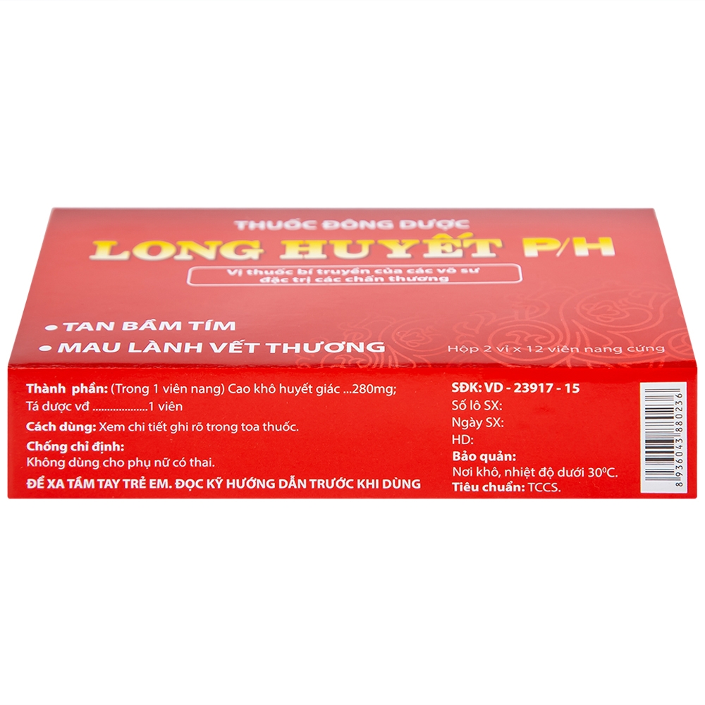 Hình ảnh Thuốc Long Huyết P/H Phúc Hưng đặc trị tan bầm tím, mau lành vết thương (2 vỉ x 12 viên)