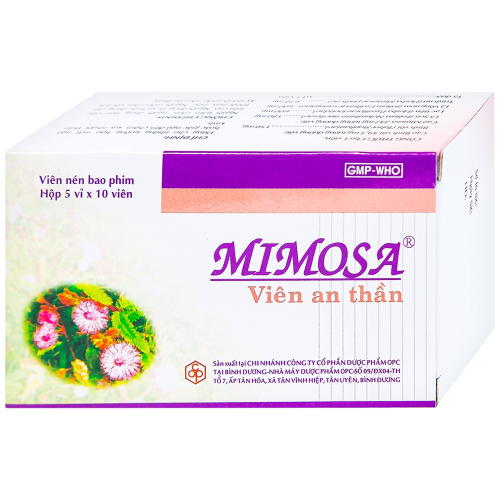 Hình ảnh Viên an thần Mimosa OPC dùng cho trường hợp mất ngủ, suy nhược thần kinh (5 vỉ x 10 viên)
