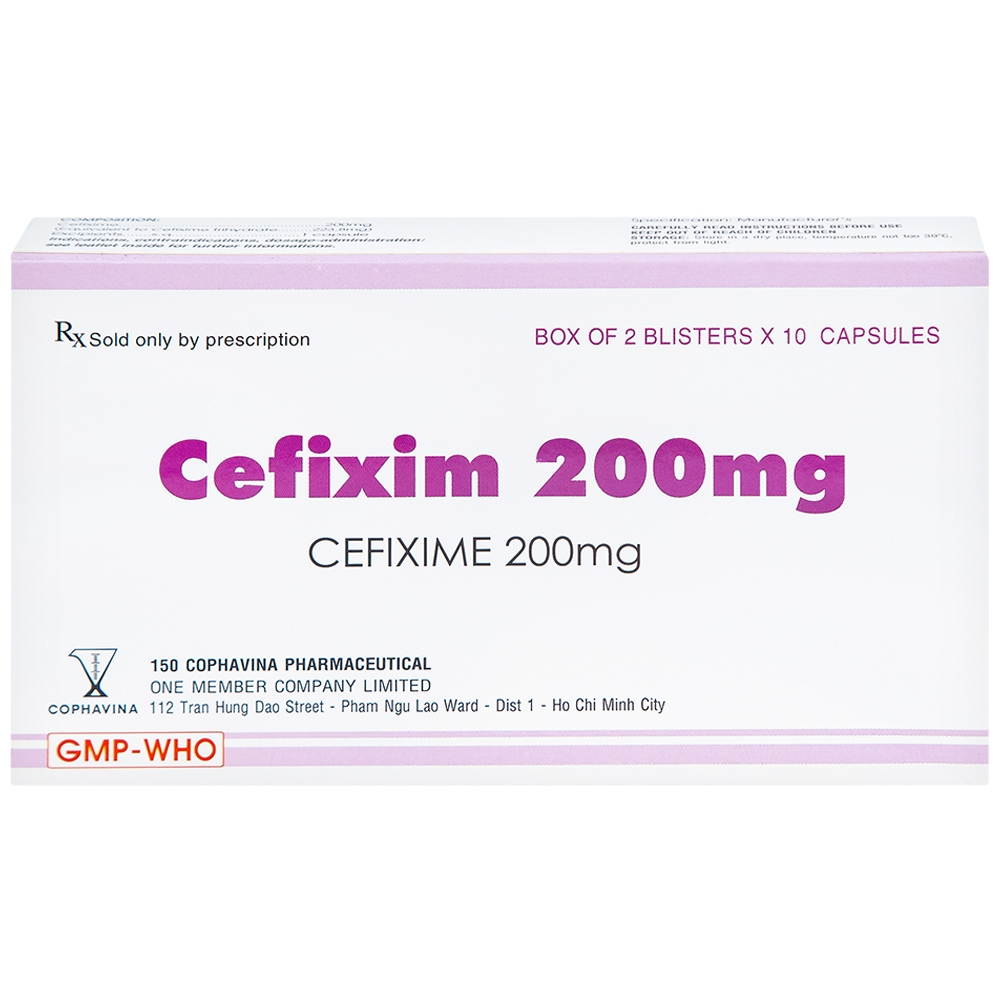 Hình ảnh Thuốc Cefixim 200mg Cophavina điều trị nhiễm khuẩn (2 vỉ x 10 viên)