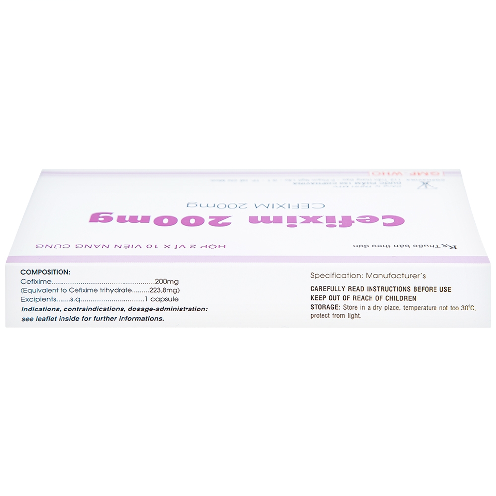 Hình ảnh Thuốc Cefixim 200mg Cophavina điều trị nhiễm khuẩn (2 vỉ x 10 viên)