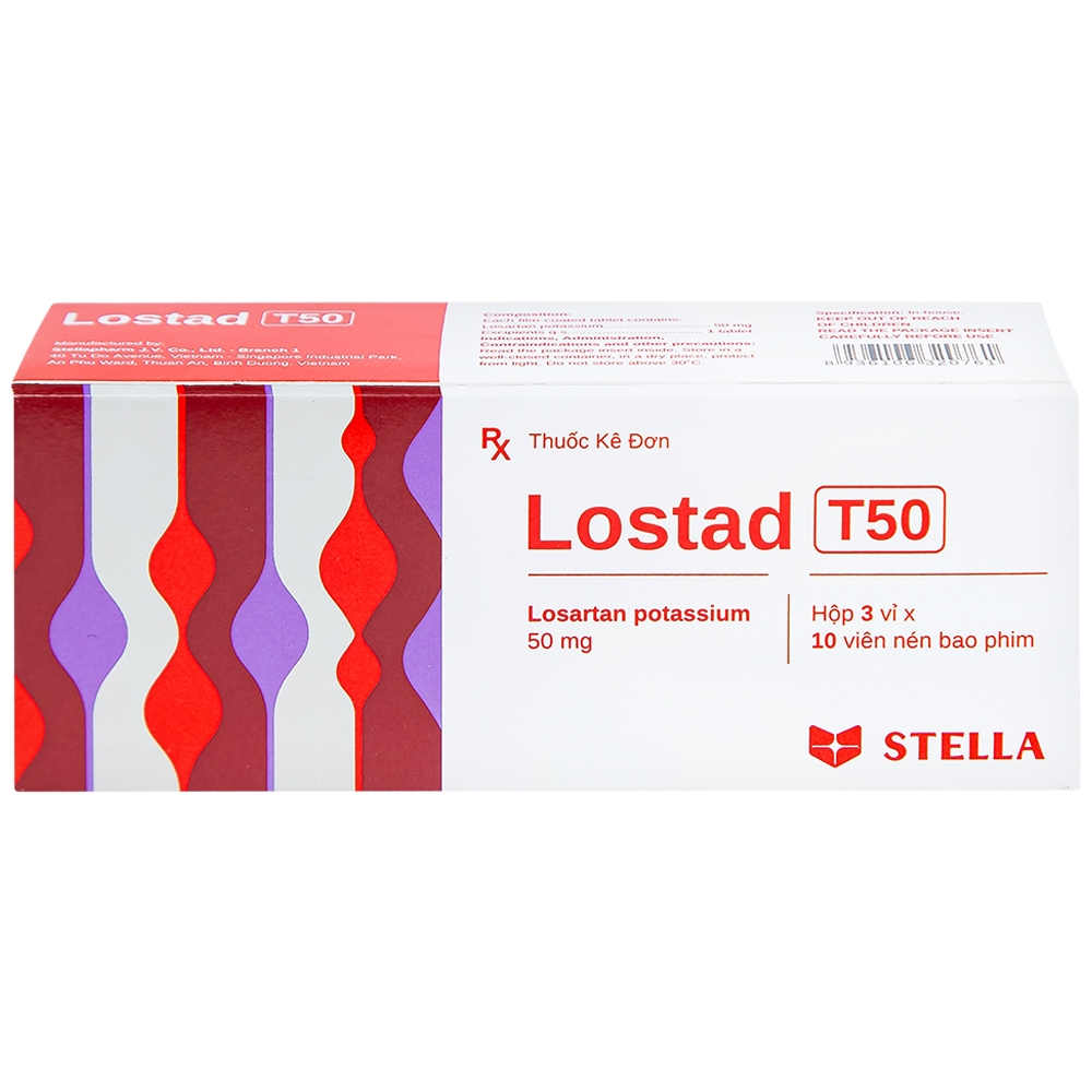 Hình ảnh Thuốc Lostad T50 50mg Stella điều trị tăng huyết áp (3 vỉ x 10 viên)