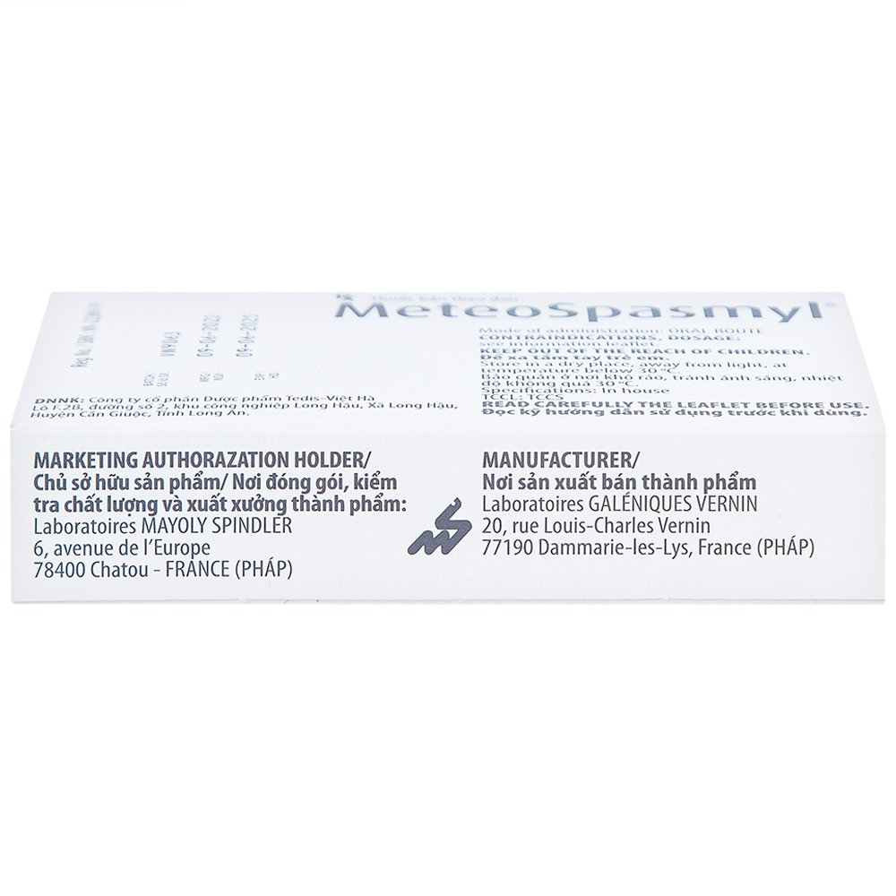 Hình ảnh Thuốc Meteospasmyl Mayoly Spindler điều trị các rối loạn đường ruột (2 vỉ x 10 viên)