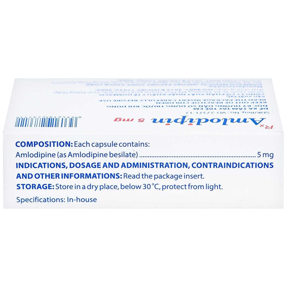 Hình ảnh Thuốc Amlodipin 5mg Domesco điều trị tăng huyết áp, đau thắt ngực (3 vỉ x 10 viên)