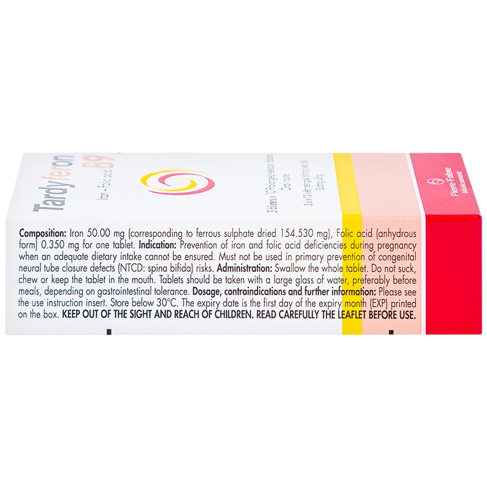 Hình ảnh Thuốc Tardyferon B9 Pierre Fabre dự phòng thiếu sắt, acid folic cho phụ nữ có thai (3 vỉ x 10 viên)