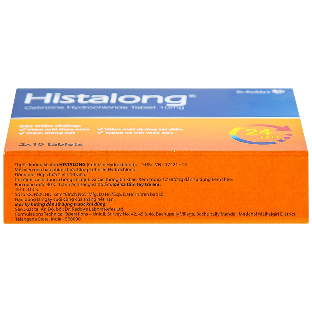 Hình ảnh Thuốc Histalong 10mg Dr. Reddy điều trị viêm mũi theo mùa và viêm màng kết (2 vỉ x 10 viên)