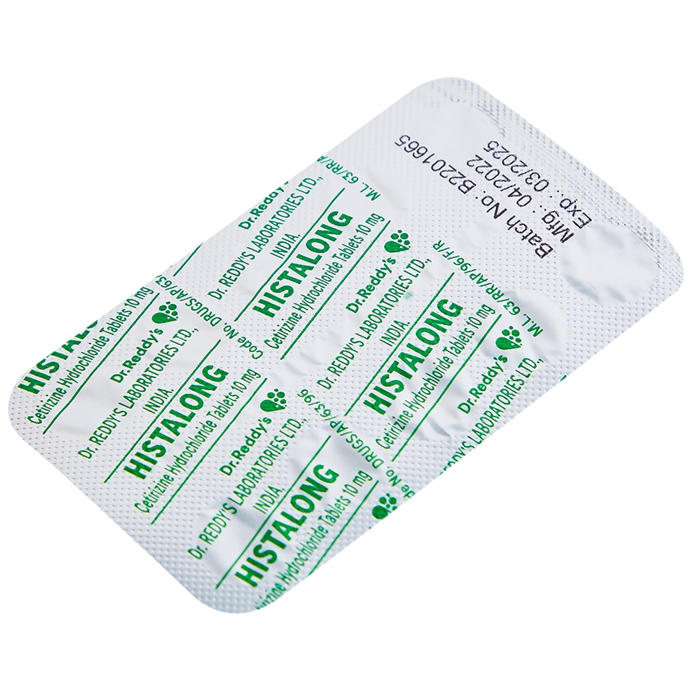 Hình ảnh Thuốc Histalong 10mg Dr. Reddy điều trị viêm mũi theo mùa và viêm màng kết (2 vỉ x 10 viên)