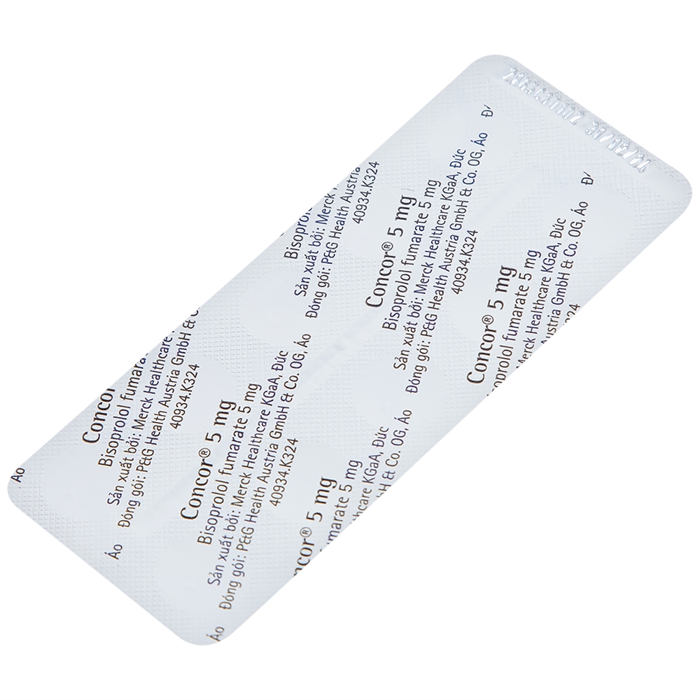 Hình ảnh Thuốc Concor 5mg Merck điều trị tăng huyết áp, đau thắt ngực (3 vỉ x 10 viên)