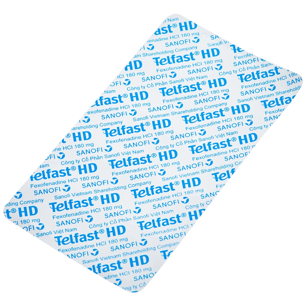 Hình ảnh Thuốc Telfast HD 180mg Sanofi điều trị viêm mũi dị ứng, mày đay (1 vỉ x 10 viên)