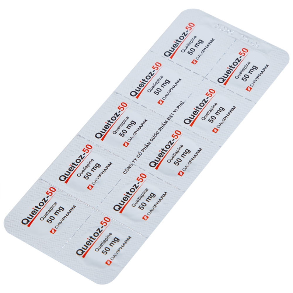 Hình ảnh Thuốc Queitoz-50 Davipharm điều trị tâm thần phân liệt, rối loạn lưỡng cực (3 vỉ x 10 viên)