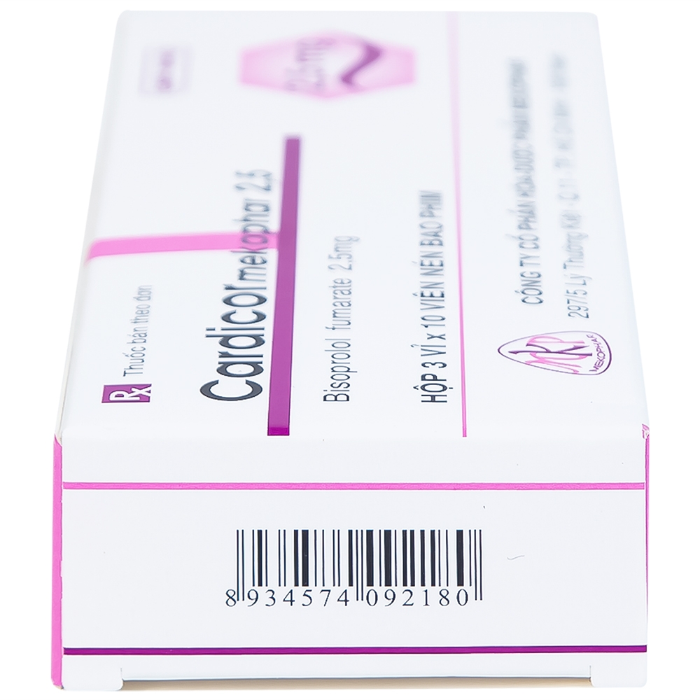 Hình ảnh Thuốc Cardicor Mekophar 2.5 điều trị tăng huyết áp, đau thắt ngực (3 vỉ x 10 viên)