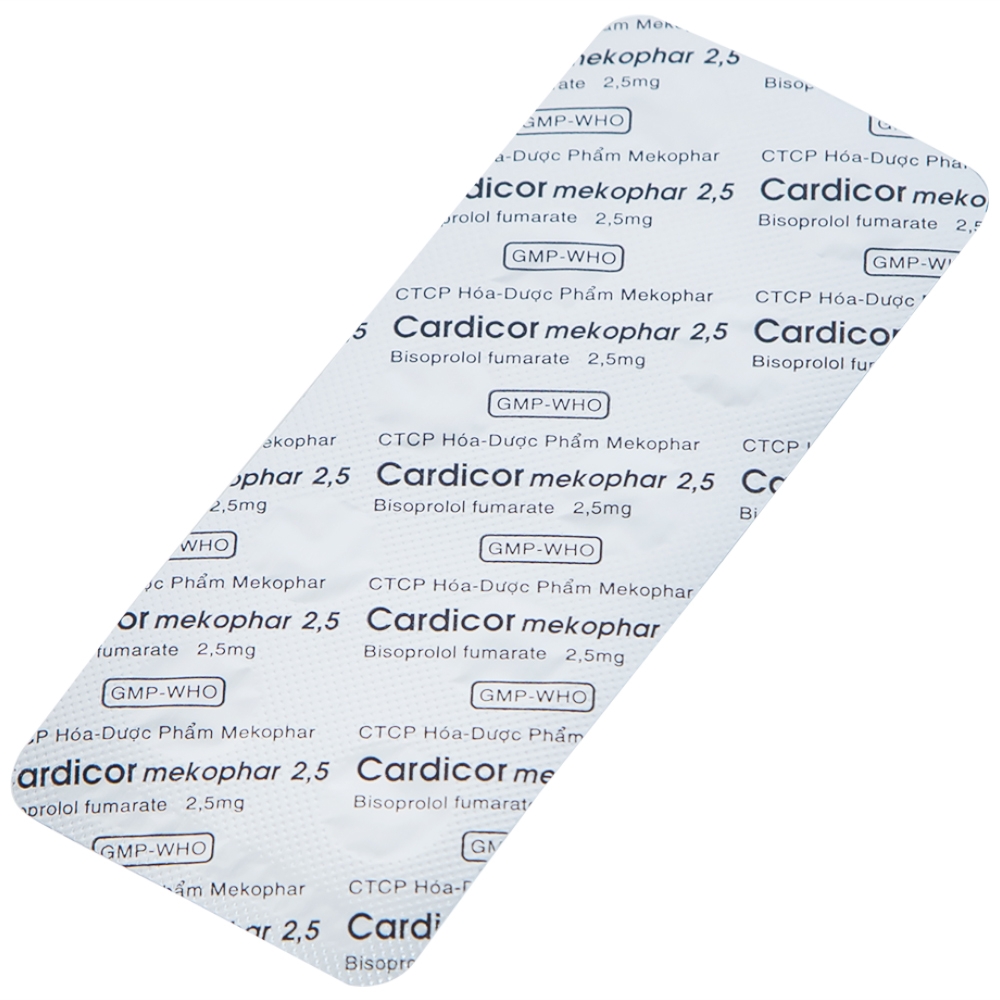 Hình ảnh Thuốc Cardicor Mekophar 2.5 điều trị tăng huyết áp, đau thắt ngực (3 vỉ x 10 viên)