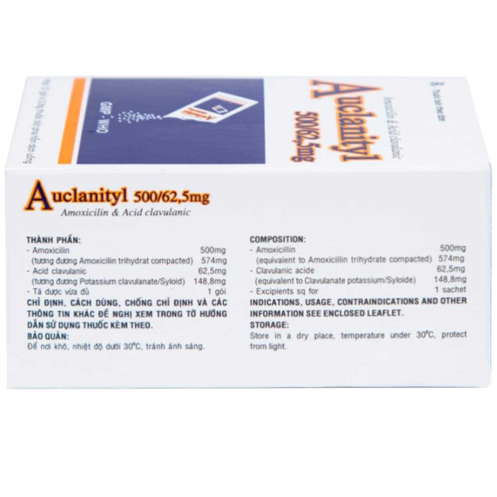 Hình ảnh Bột Auclanityl 500/62.5mg Tipharco điều trị nhiễm khuẩn (12 gói x 3,8g)
