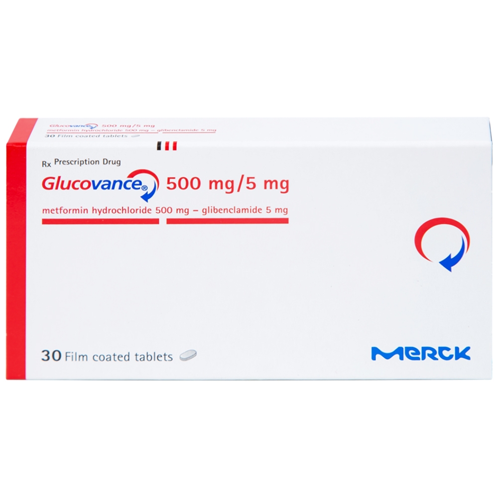 Hình ảnh Thuốc Glucovance 500mg/5mg Merck điều trị bệnh đái tháo đường típ 2 (2 vỉ x 15 viên)