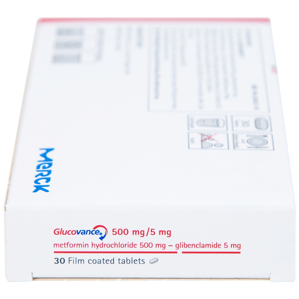 Hình ảnh Thuốc Glucovance 500mg/5mg Merck điều trị bệnh đái tháo đường típ 2 (2 vỉ x 15 viên)