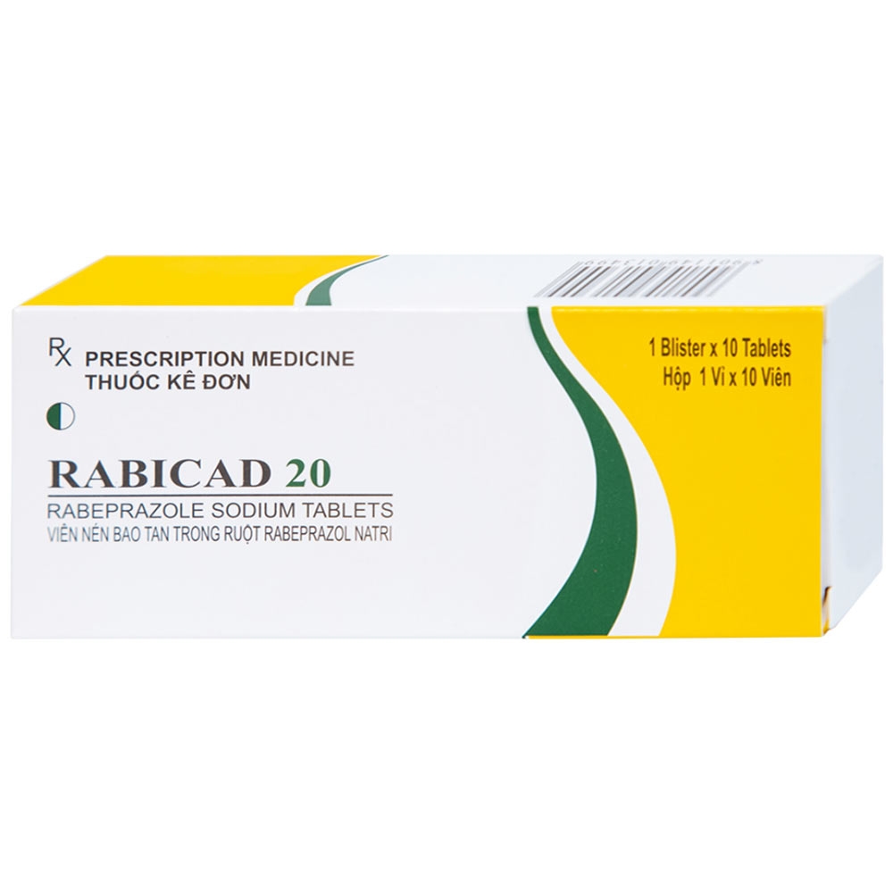 Hình ảnh Thuốc Rabicad 20 Cadila điều trị viêm loét dạ dày, tá tràng (1 vỉ x 10 viên)
