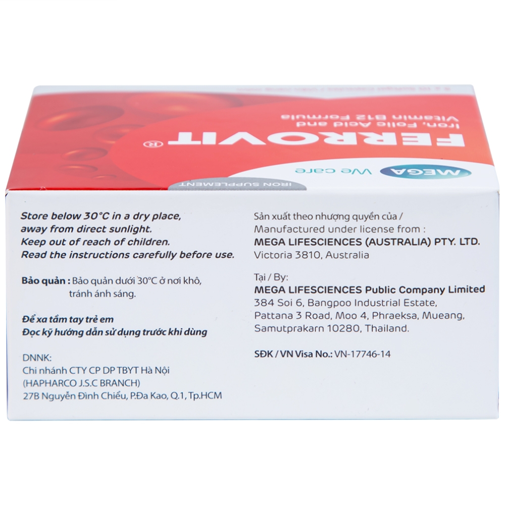Hình ảnh Thuốc Ferrovit MEGA We care điều trị thiếu máu do thiếu sắt (5 vỉ x 10 viên)
