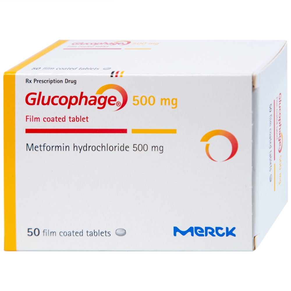 Hình ảnh Thuốc Glucophage 500mg Merck điều trị đái tháo đường típ 2 (5 vỉ x 10 viên)