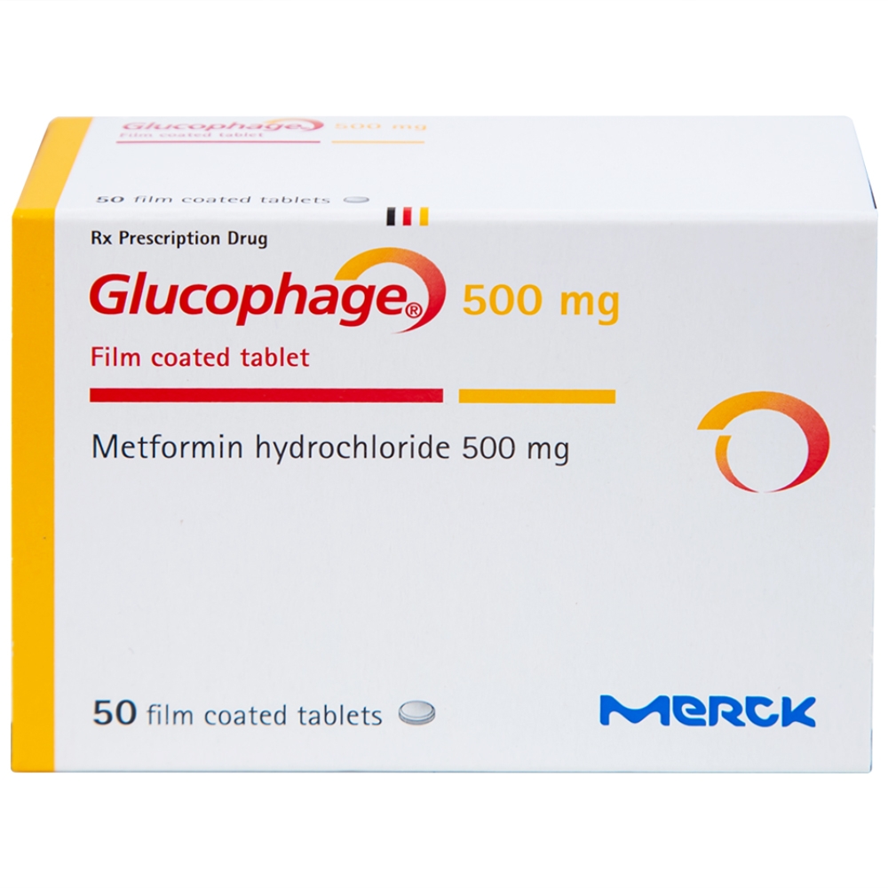 Hình ảnh Thuốc Glucophage 500mg Merck điều trị đái tháo đường típ 2 (5 vỉ x 10 viên)