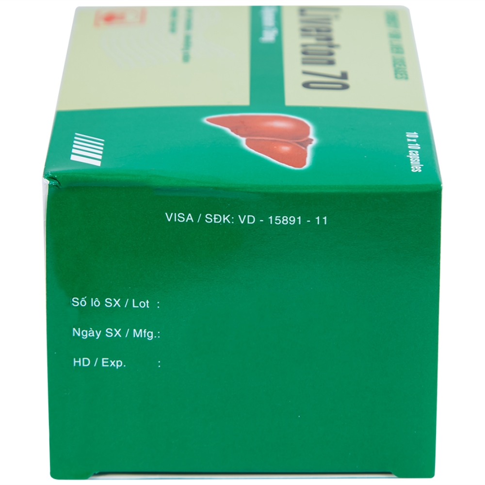 Hình ảnh Viên nang cứng Liverton 70 Pymepharco điều trị bệnh gan, giải độc gan, rối loạn về gan (10 vỉ x 10 viên)