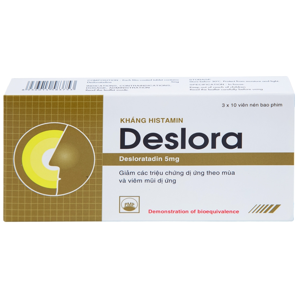Hình ảnh Thuốc Deslora 5mg giảm các triệu chứng dị ứng theo mùa và viêm mũi dị ứng (3 vỉ x 10 viên)