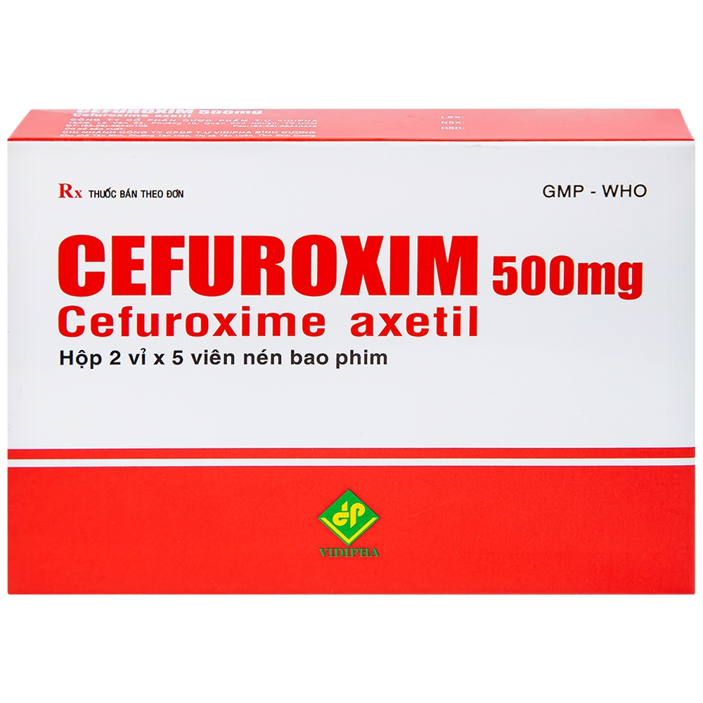 Hình ảnh Thuốc Cefuroxim 500mg Vidipha điều trị nhiễm khuẩn (2 vỉ x 5 viên)