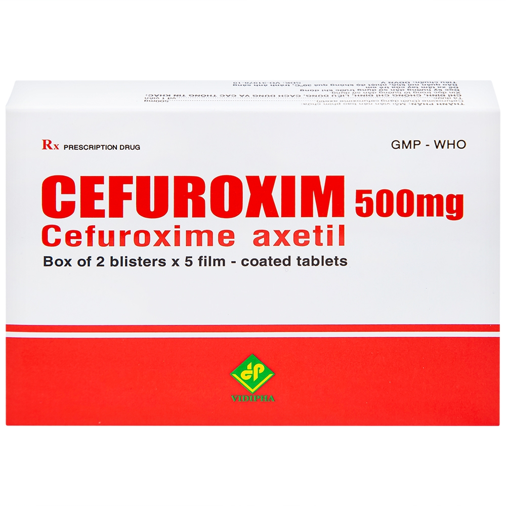 Hình ảnh Thuốc Cefuroxim 500mg Vidipha điều trị nhiễm khuẩn (2 vỉ x 5 viên)