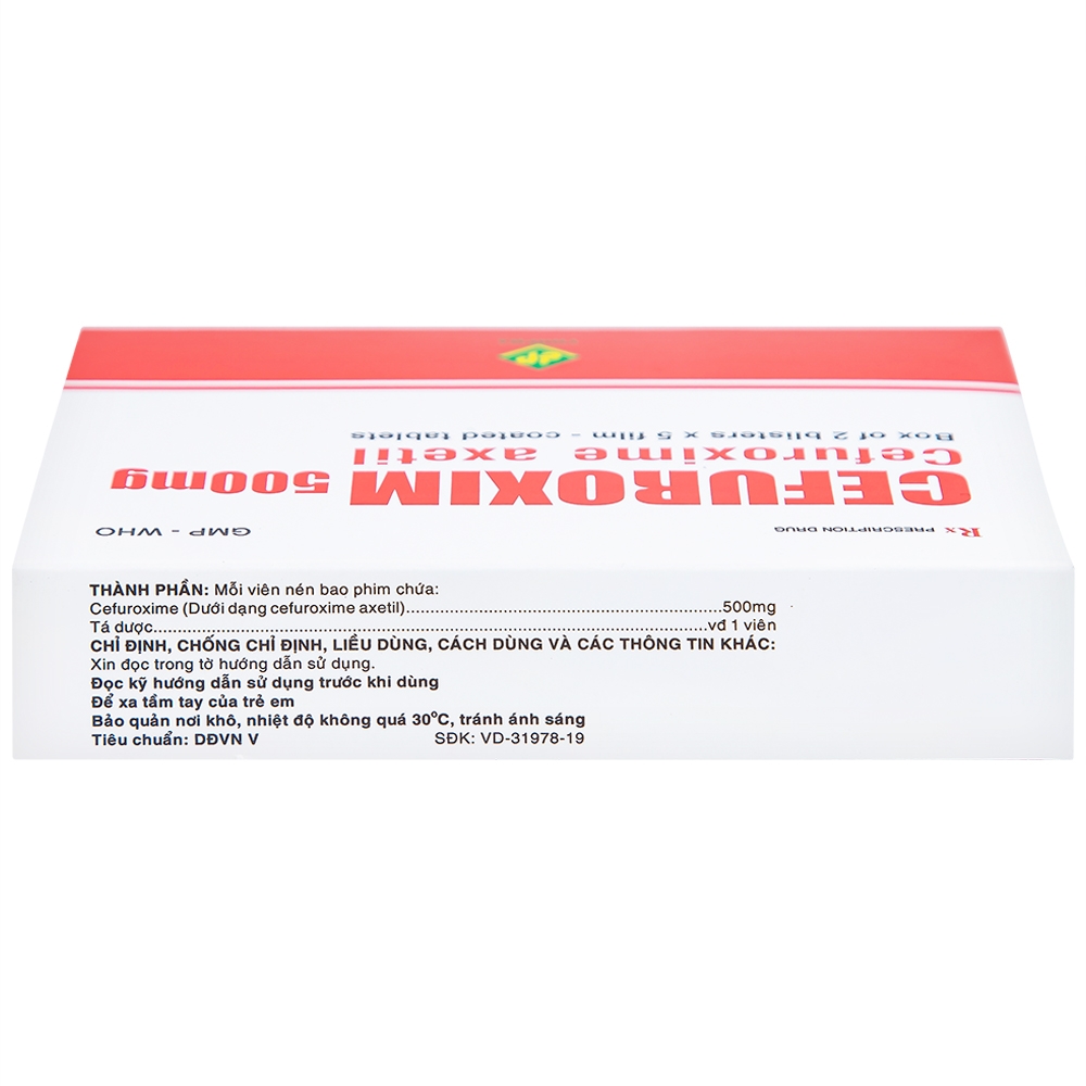 Hình ảnh Thuốc Cefuroxim 500mg Vidipha điều trị nhiễm khuẩn (2 vỉ x 5 viên)