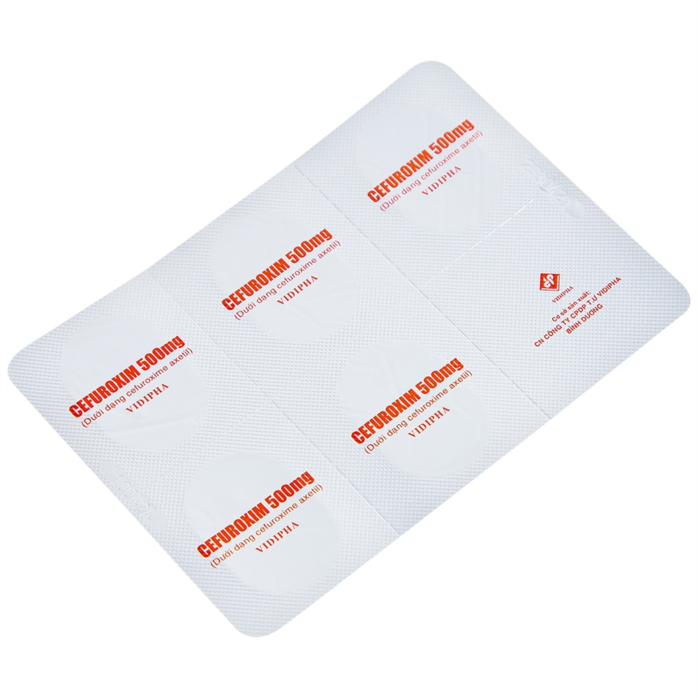 Hình ảnh Thuốc Cefuroxim 500mg Vidipha điều trị nhiễm khuẩn (2 vỉ x 5 viên)