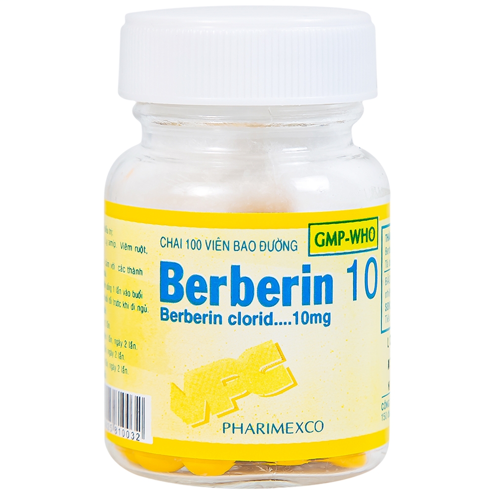 Hình ảnh Thuốc Berberin 10mg Pharimexco điều trị lỵ, viêm ruột, tiêu chảy (100 viên)