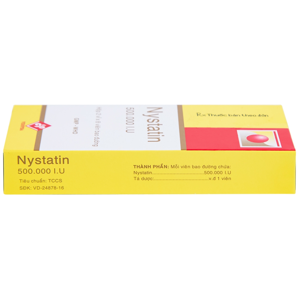 Hình ảnh Thuốc Nystatin 500.000I.U Vidipha dự phòng và điều trị nhiễm nấm Candida (2 vỉ x 8 viên) 