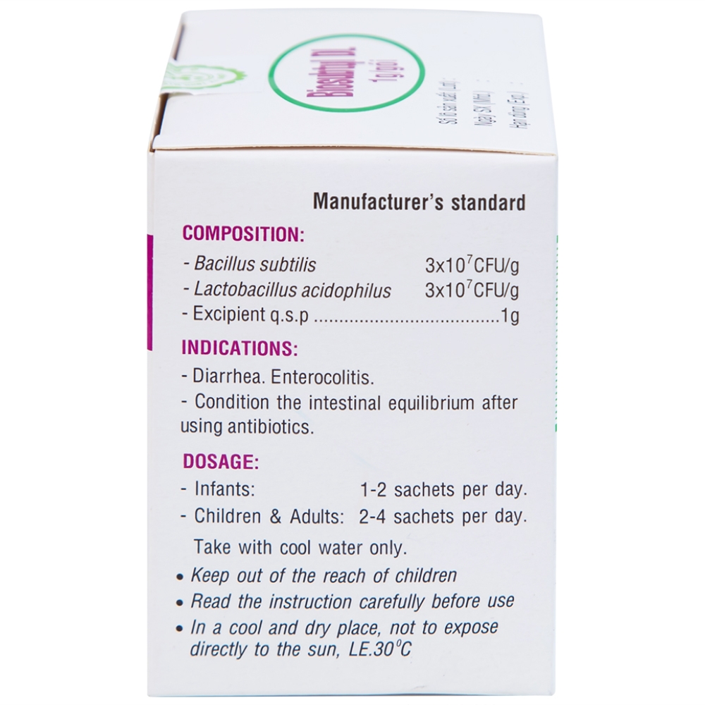 Hình ảnh Men tiêu hoá sống Biosubtyl DL Davac điều trị tiêu chảy, viêm đại tràng, rối loạn tiêu hoá (25 gói)