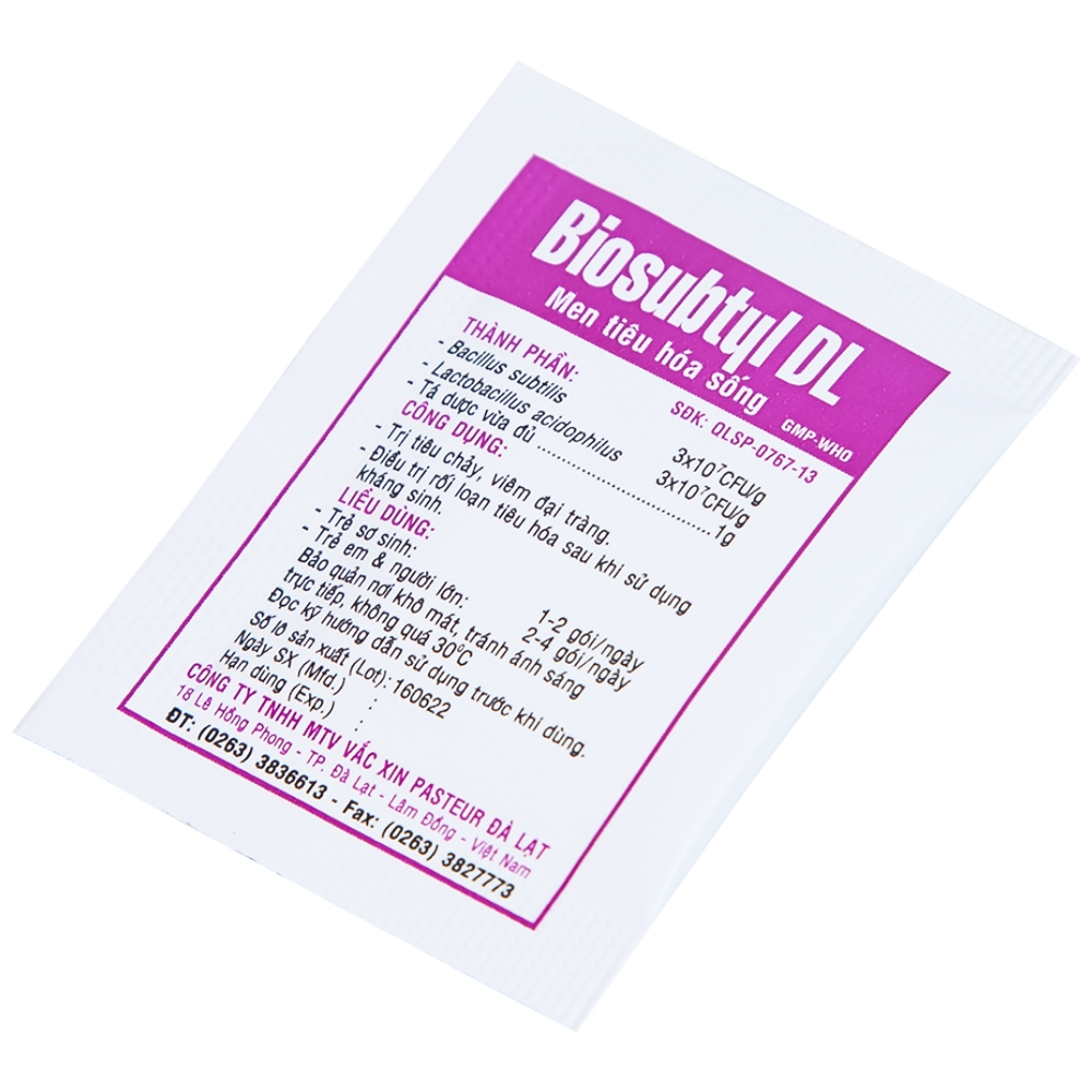 Hình ảnh Men tiêu hoá sống Biosubtyl DL Davac điều trị tiêu chảy, viêm đại tràng, rối loạn tiêu hoá (25 gói)