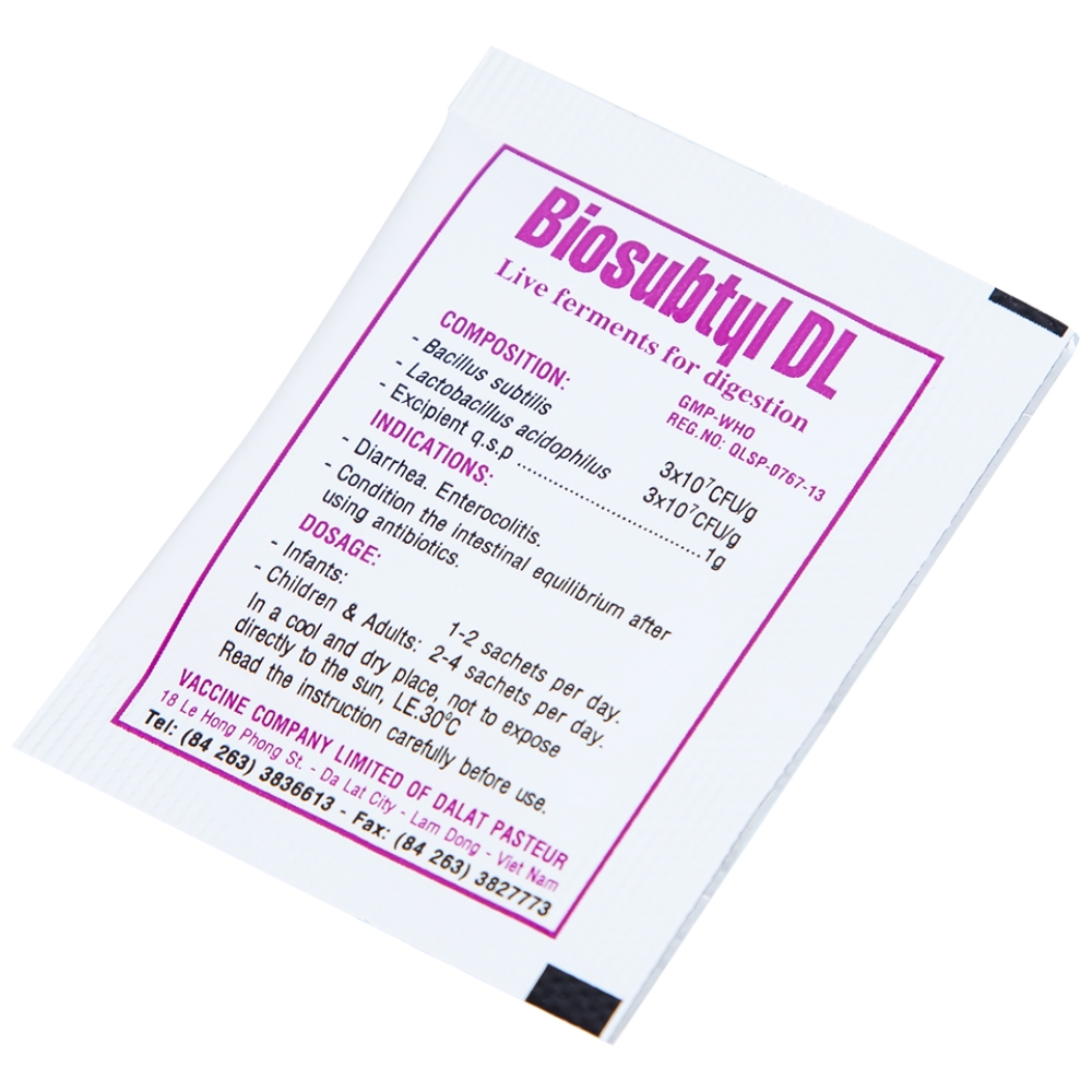Hình ảnh Men tiêu hoá sống Biosubtyl DL Davac điều trị tiêu chảy, viêm đại tràng, rối loạn tiêu hoá (25 gói)