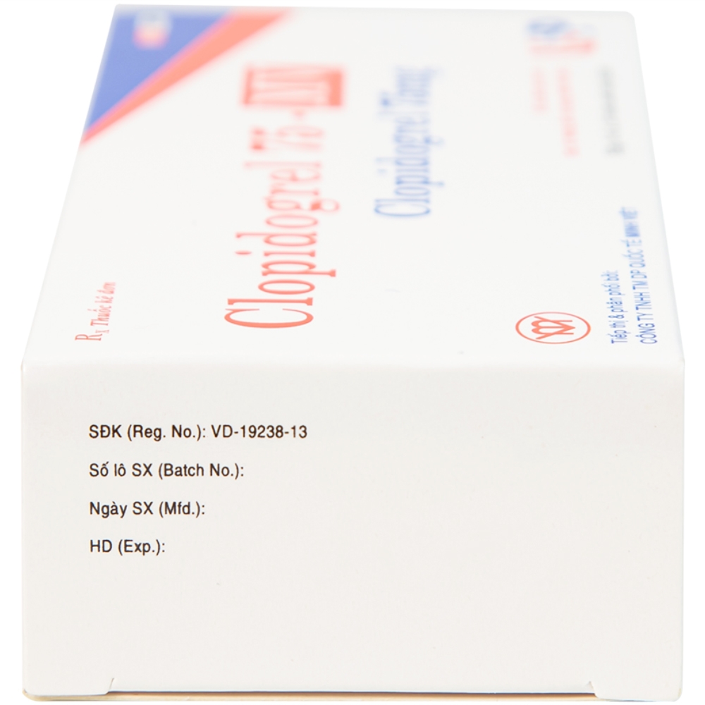 Hình ảnh Thuốc Clopidogrel 75 - MV USP làm giảm hay dự phòng các biến cố huyết khối (3 vỉ x 10 viên)