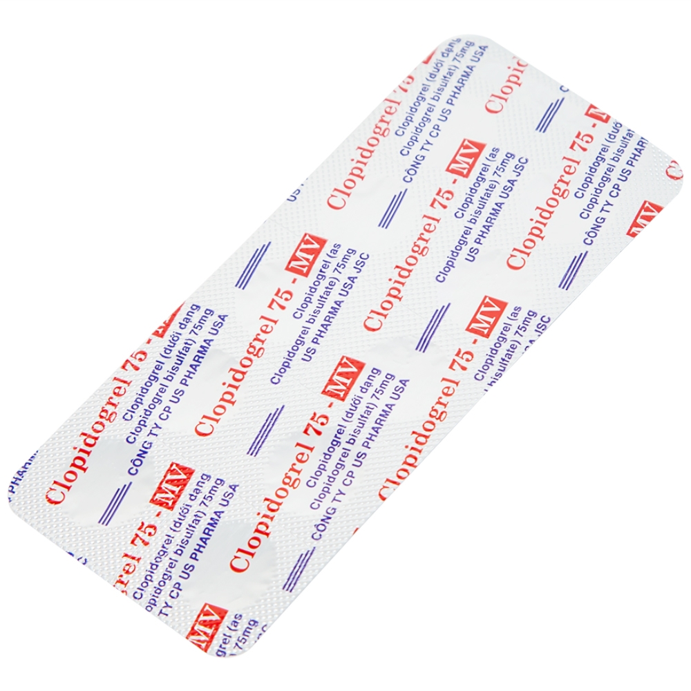 Hình ảnh Thuốc Clopidogrel 75 - MV USP làm giảm hay dự phòng các biến cố huyết khối (3 vỉ x 10 viên)
